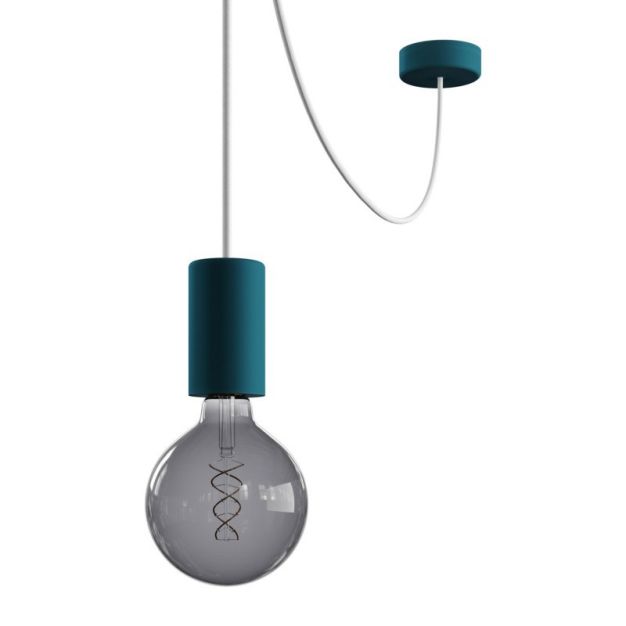 Creative Cables Eiva - Außen-Pendelleuchte mit Silikon-Deckenhalterung - Ø 12,5 x 514,5 cm - IP65 - petrol