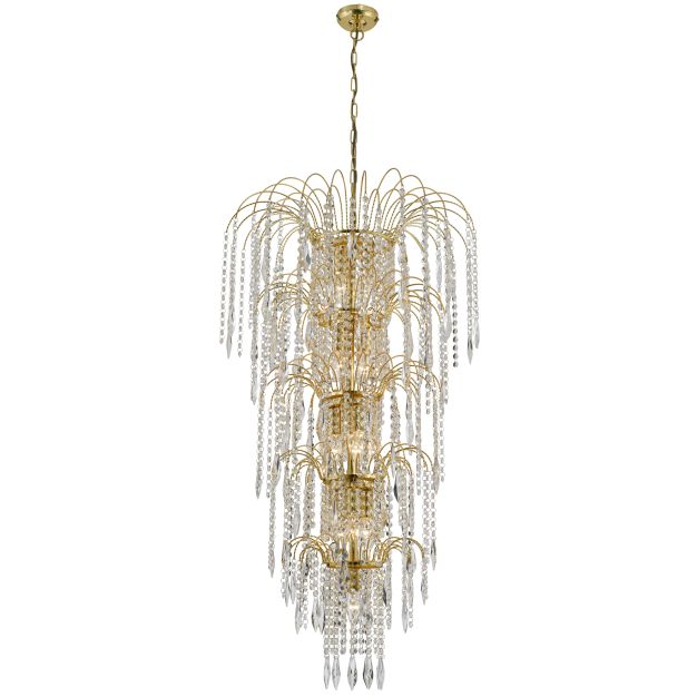 Searchlight Waterfall - Kronleuchter - Ø 58 x 264 cm - gold und transparent