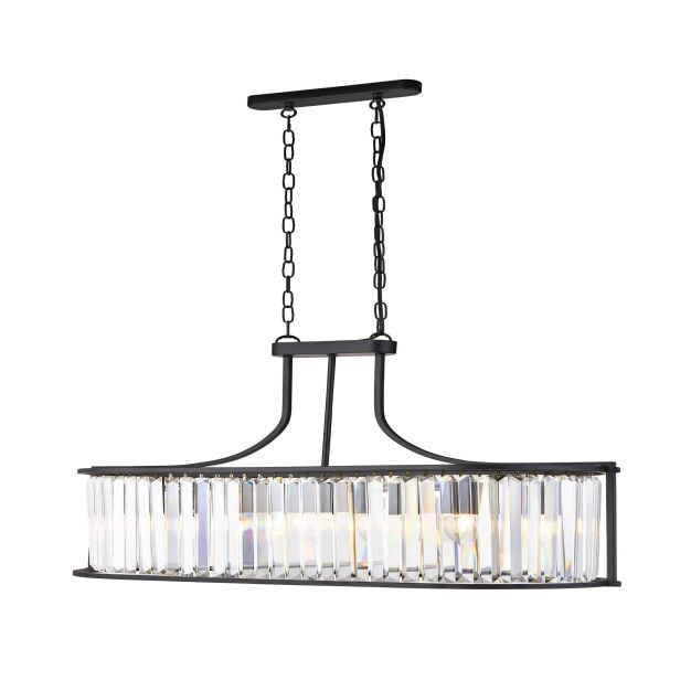Searchlight Victoria - Pendelleuchte - 78 x 30 x 150 cm - mattschwarz und transparent