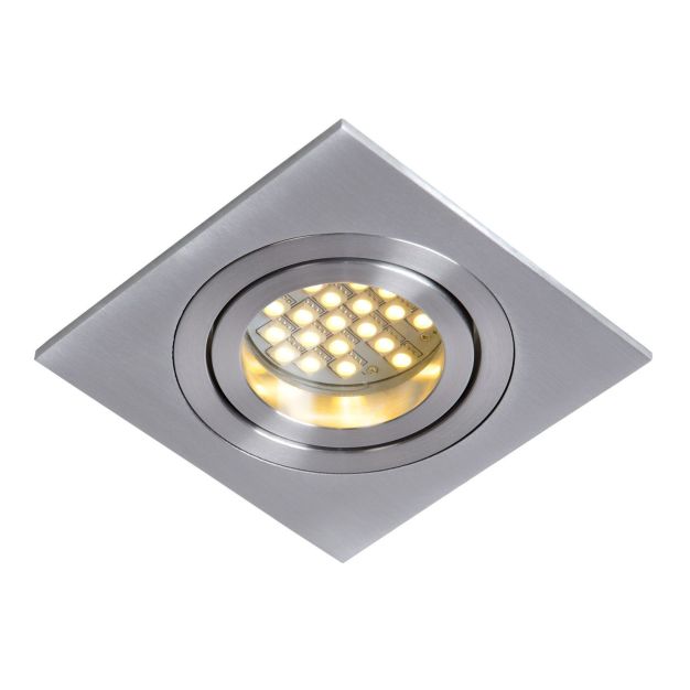 Lucide Tube II Square - Einbaustrahler - 92 x 92 mm, Ø 82 mm Einbaugröße - satiniertes Chrom