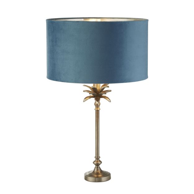 Searchlight Palm - Tischleuchte - Ø 38 x 65 cm - antik nickel und blau-grün