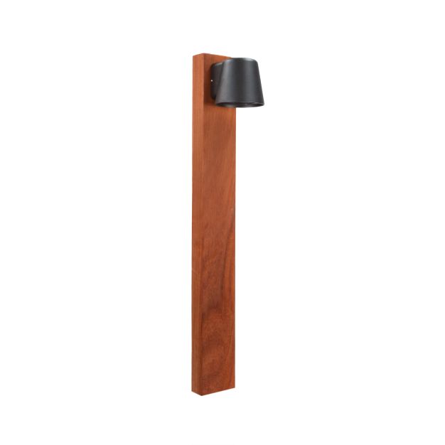 Leuchtenkönig Padauk Teichos - Pollerleuchte - 15 × 8,8 × 70 cm + 30 cm Fuß - IP54 - Schwarz und Padauk