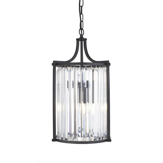 Searchlight Victoria - Pendelleuchte - Ø 26 x 150 cm - mattschwarz und transparent