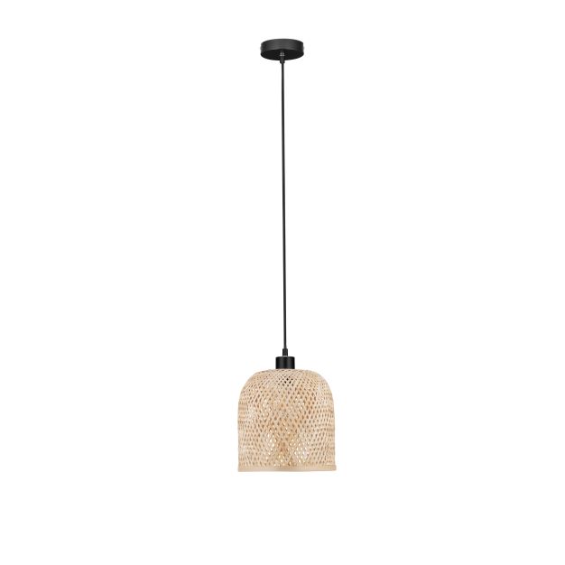 Nova Luce Intra - Hängelampe - Ø 23 x 130 cm - Bambus natur und Schwarz