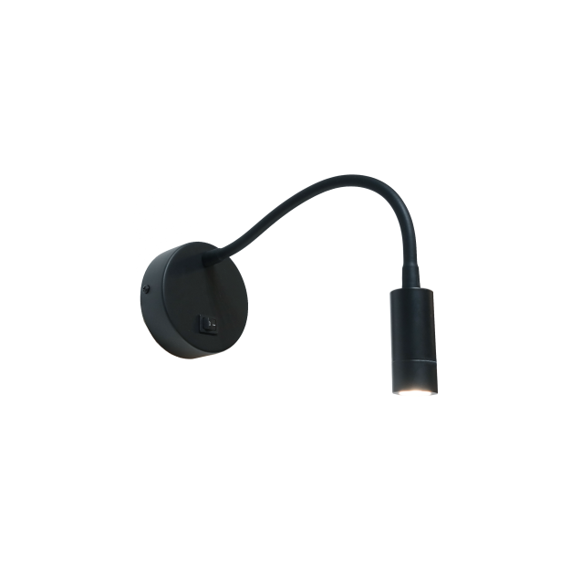 Artdelight Flexi - wandleuchte mit schalter - Ø 10 x 38 cm - 3W LED inkl. - schwarz