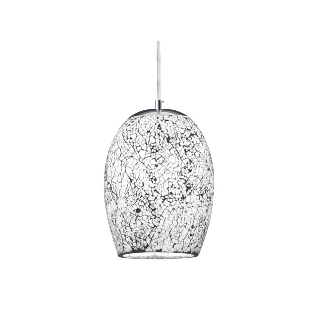 Searchlight Crackle - Hängeleuchte - Ø 18 x 135 cm - weißes Crackle-Glas
