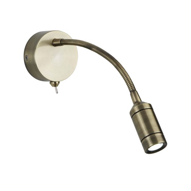 Searchlight LED Adjustable Wall Lights - Wandleuchte mit Schalter - 7 x 24 cm - 1W LED inkl. - Messing antik