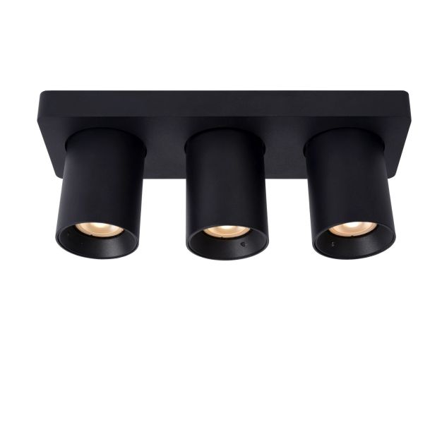 Lucide Nigel - Aufbaustrahler - 30 x 10 x 11,3 cm - 3 x5W dimmbar inkl - dimmbar auf warm - schwarz