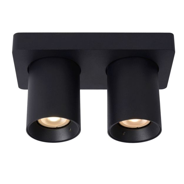 Lucide Nigel - Aufbaustrahler - 20 x 10 x 11,3 cm - 2 x 5W dimmbar inkl - dimmbar auf warm - schwarz