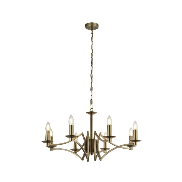 Searchlight Ascot - Kronleuchter - Ø 72 x 150 cm - Messing antik