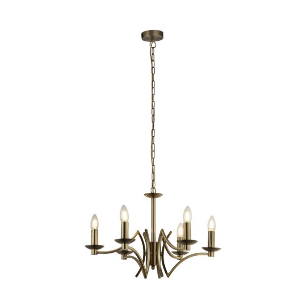 Searchlight Ascot - Kronleuchter - Ø 56 x 150 cm - Messing antik