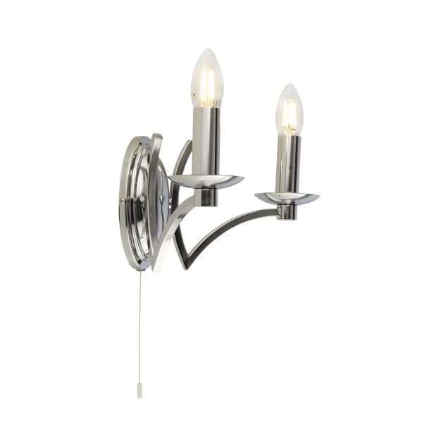 Searchlight Ascot - Wandleuchte mit Zugschalter - 32,5 x 17 cm - Chrom