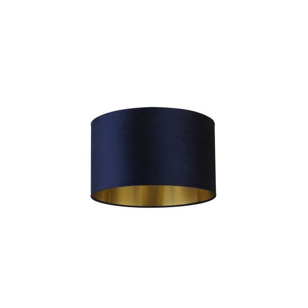 Searchlight Drum Shade – lampenschirm - Ø 40 x 24 cm - marineblau und gebürstetes gold