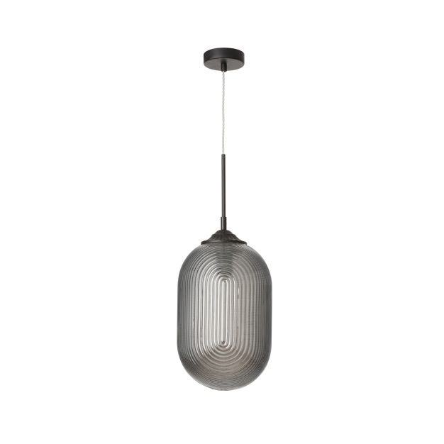 Nova Luce Athena - Pendelleuchte - Ø 22,5 x 120 cm - rauchgrau und mattschwarz