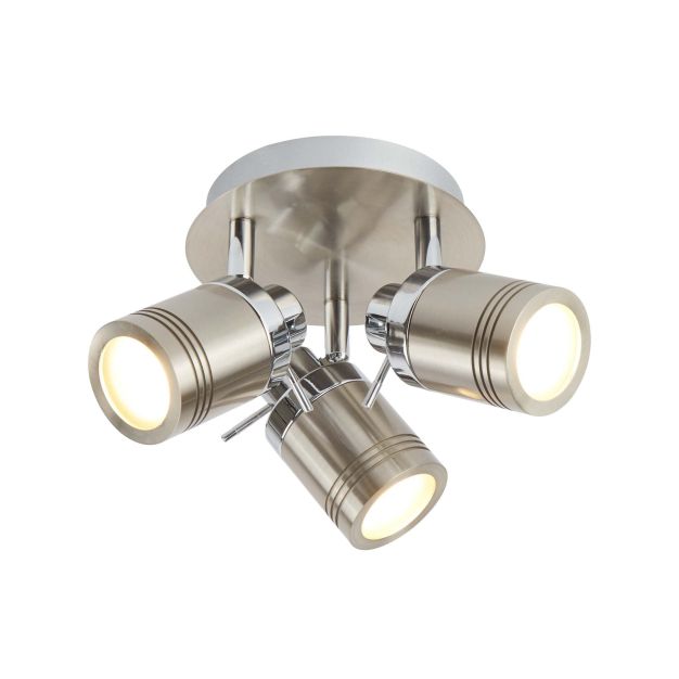 Searchlight Samson - Aufbaustrahler 3L - Ø 28 x 16 cm - IP44 - satiniert silber