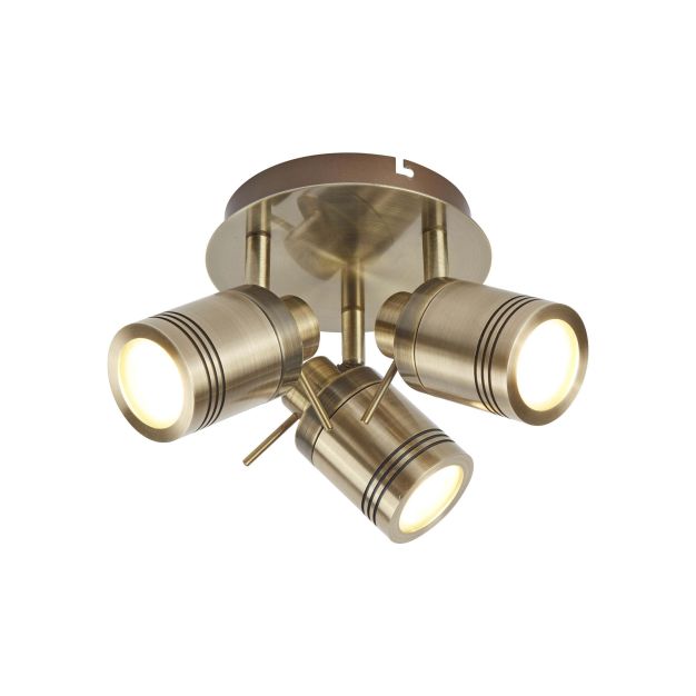 Searchlight Samson - Aufbaustrahler 3L - Ø 28 x 16 cm - IP44 - Messing antik