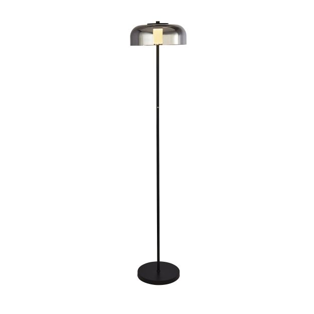 Searchlight Frisbee - Stehleuchte - 147 cm - 15W dimmbare LED inkl - mattschwarz und Rauchglas