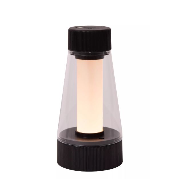 Lucide Lorali - wiederaufladbare Tischleuchte - Ø 7,7 x 16 cm - 1,2W LED mit Dimmfunktion inkl. - IP44 - schwarz