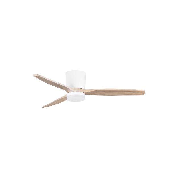 Nova Luce Aloa - Deckenventilator mit Licht und Fernbedienung - Ø 132 x 27,5 cm - 18W LED inkl. - Sand Weiß und Naturholz