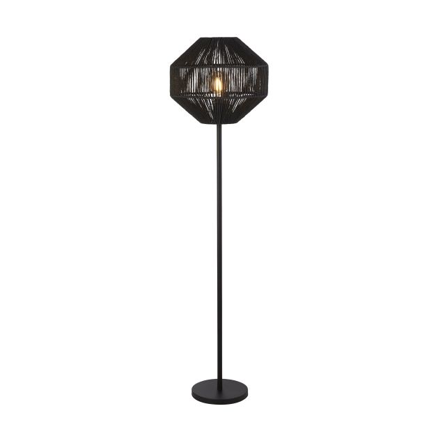 Searchlight Wicker - Stehleuchte - 155 cm - mattschwarz