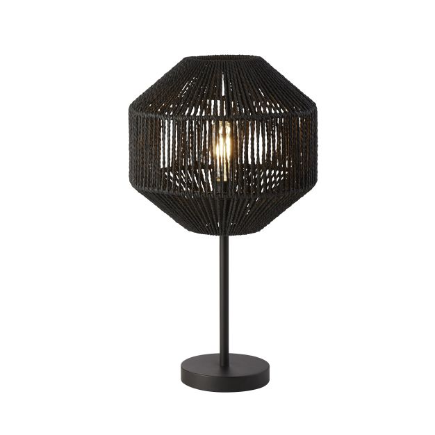 Searchlight Wicker - Tischleuchte - Ø 30,5 x 55 cm - mattschwarz