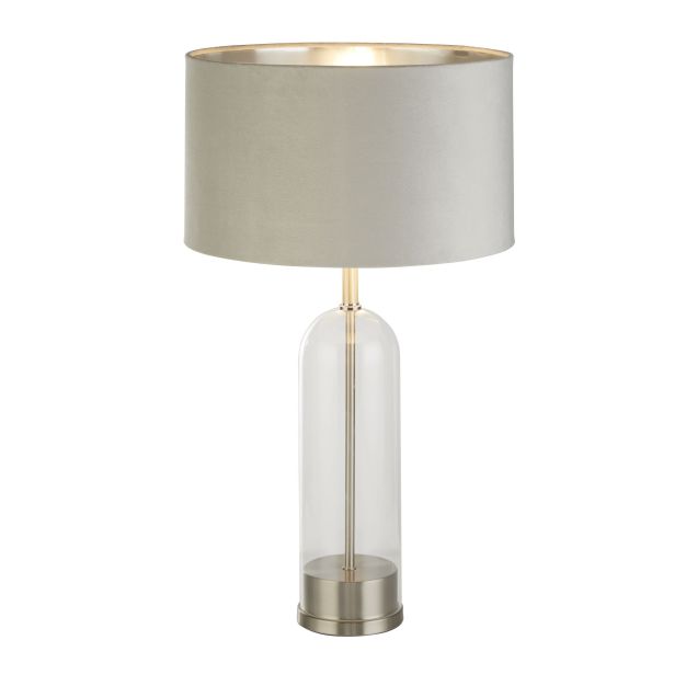 Searchlight Oxford - Tischleuchte - Ø 38 x 51 cm - Nickel satiniert, silber und grau
