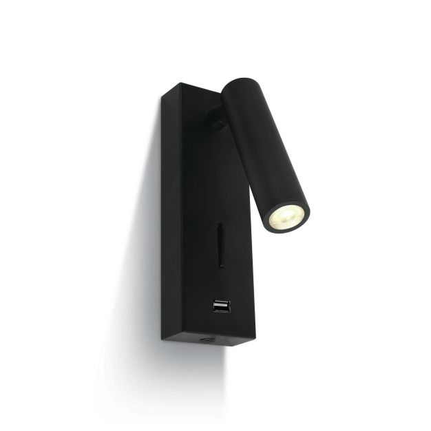 ONE Light Reading Spots - Wandleuchte mit Schalter - 6 x 2,5 x 18 cm - 3W LED inkl. - schwarz