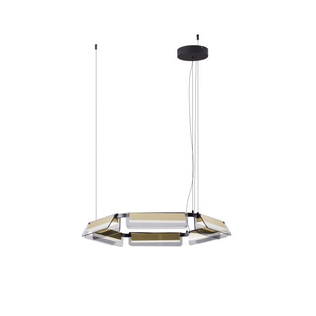 Nova Luce Apnea - Hängelampe - Ø 72 x 150 cm - 39W dimmbar LED inkl. - sand schwarz, gold und grau