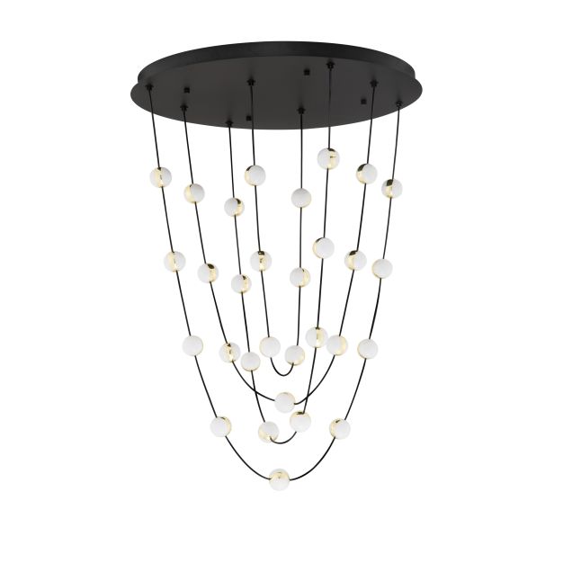 Nova Luce Alcinoe - Hängelampe - Ø 84 x 120 cm - 102W dimmbar LED inkl. - matt schwarz und gold