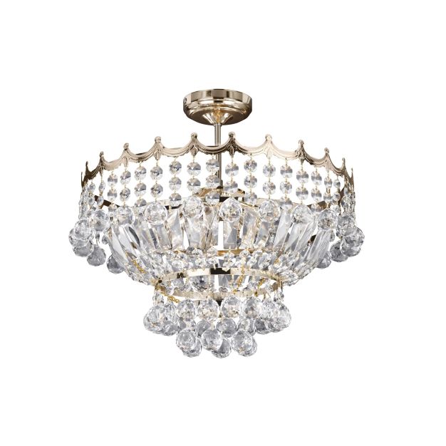 Searchlight Versailles - Kronleuchter - Ø 42 x 44 cm - gold und transparent