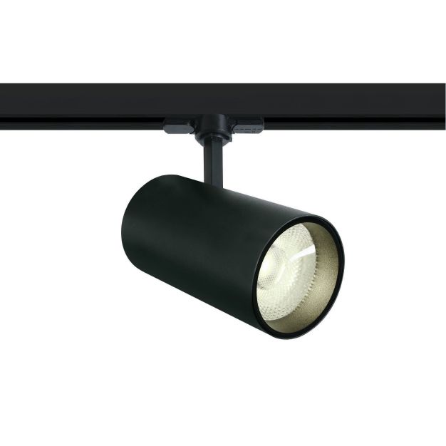 ONE Light COB Cylinder - Stromschienenstrahler mit COB LED - 3-Phasen-Schienensystem - Ø 9 x 20 cm - inkl. 30W LED - schwarz - Lichtfarbe weiß