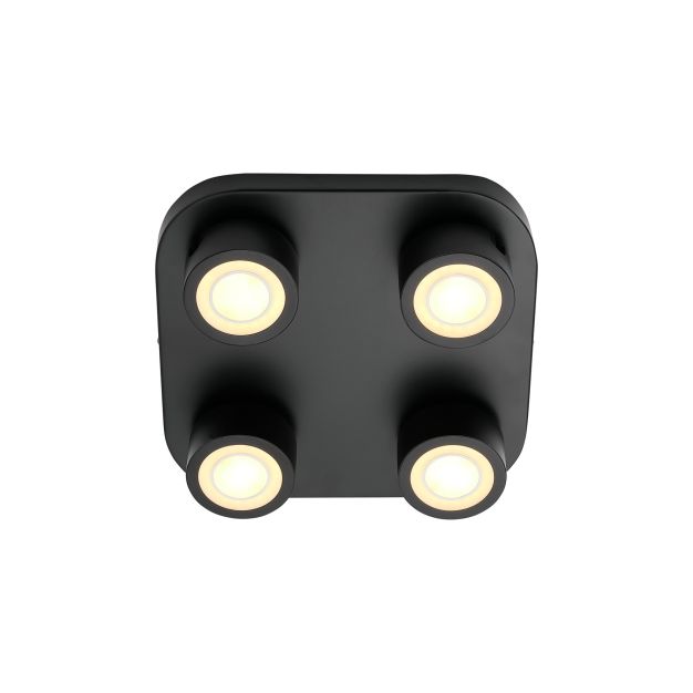 Nordlux Clyde 4-Spot - Deckenleuchte - 28 x 28 x 7,5 cm - 3 Stufen Dimmer - 4 x 5W LED inkl. - schwarz
