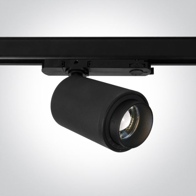ONE Light COB Zoomable Cylinder - Stromschienenstrahler - Ø 8 x 13,5 cm - 30W LED inkl - schwarz - weiße Lichtfarbe