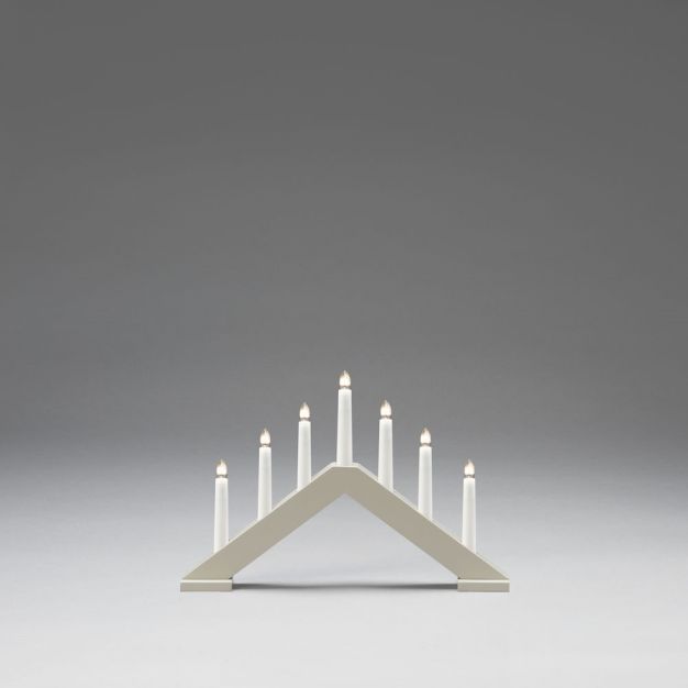 Konstsmide Weihnachtsbeleuchtung - Weihnachtsleuchter aus Holz - 40,5 x 5 x 26,5 cm - matt beige