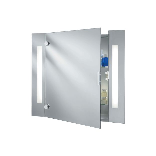 Searchlight Badezimmerspiegel - Spiegel mit Beleuchtung - 66 x 60 cm - 9.6W LED inkl. - IP44 - weiß und chrom