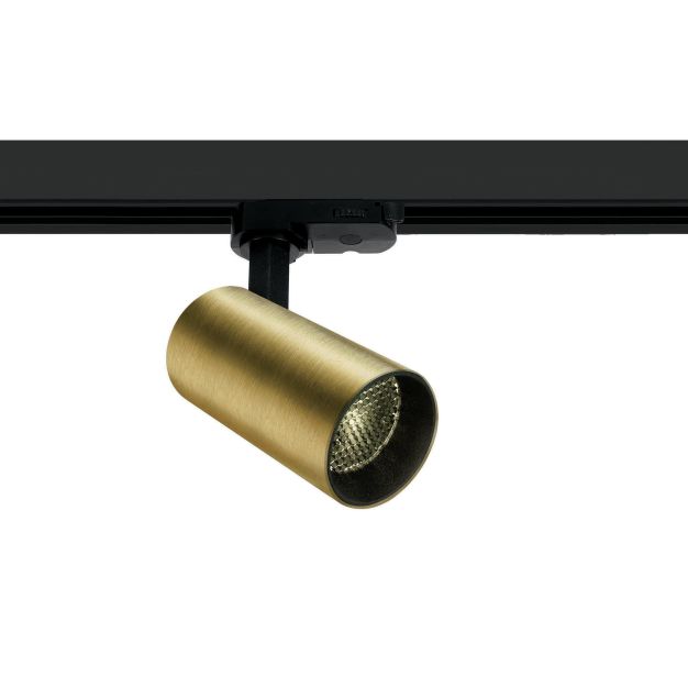 ONE Light COB Compact Cylinder - Stromschienenstrahler - 3-Phasen-Schienensystem - Ø 5,5 x 11 cm - 12W LED inkl. - Messing gebürstet