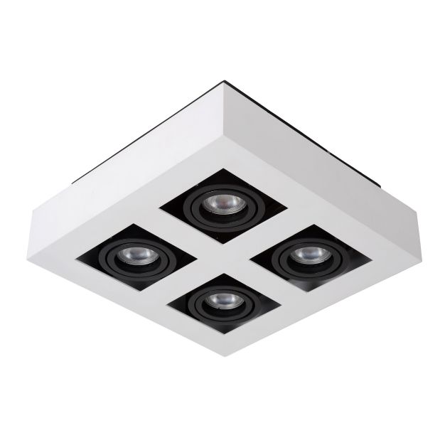 Lucide Xirax - Aufbaustrahler - 25 x 25 x 8,8 cm - 4 x 5W dimmbare LED inkl. - dimmbar bis warm - weiß