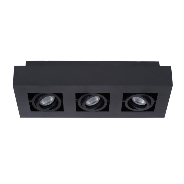 Lucide Xirax - Aufbaustrahler 3L - 14 x 36 x 8 cm - 3 x 5W dimmbare LED inkl. - dimmbar auf warm - schwarz