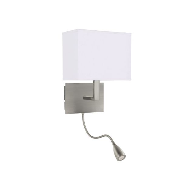 Searchlight Wall - Wandleuchte mit Doppelschalter - 20 x 25,5 cm - 1W LED inkl. - Nickel matt