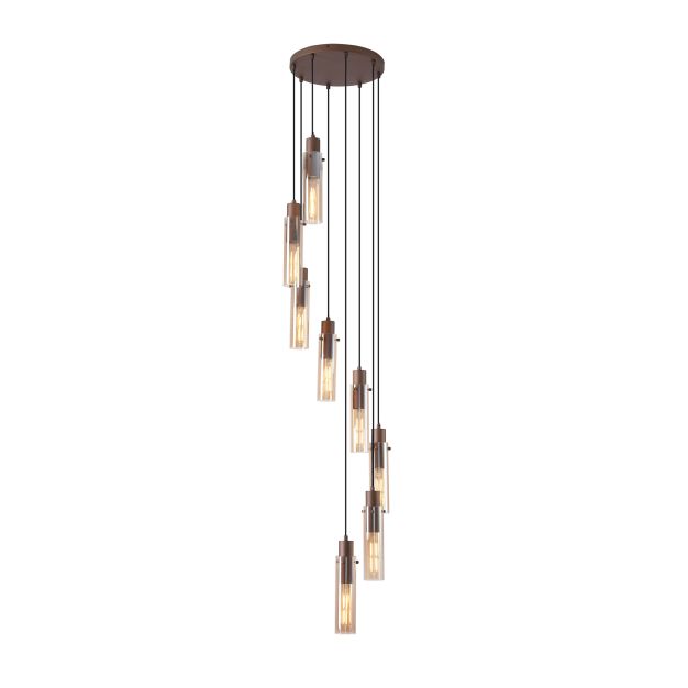 Searchlight Sweden II - Pendelleuchte - Ø 42 x 300 cm - mokka und bernsteinfarben