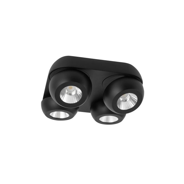 Nova Luce Gon - Aufbaustrahler 4L - 25 x 25 x 9 cm - 4 x 5W LED inkl. - Sand schwarz