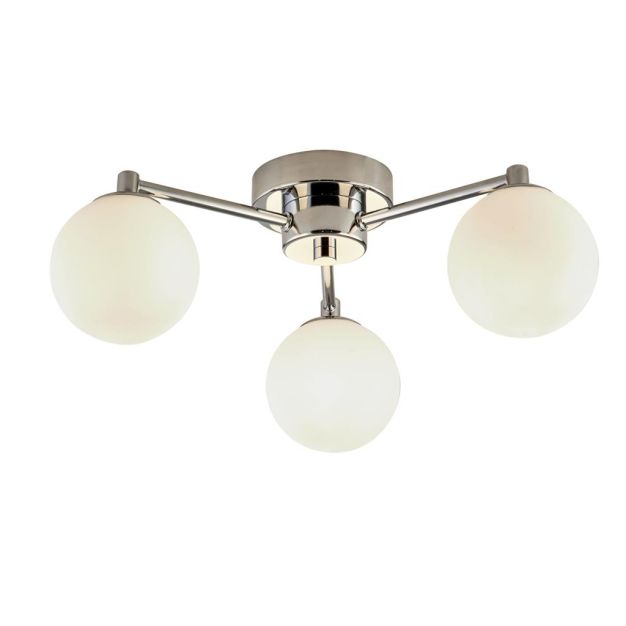 Searchlight Tiberius - Deckenleuchte - Ø 40 x 16 cm - Chrom und Weiß