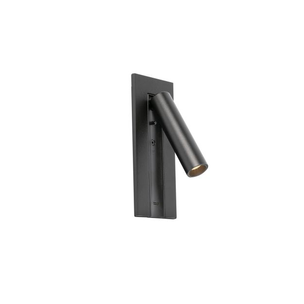 Faro Gabo – bettlampe mit USB-Anschluss – 8 x 18,5 x 6,9 cm – 4,5W LED inkl. – mattschwarz