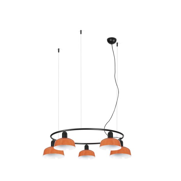 Faro Tatawin S - Pendelleuchte - Ø 90 x 100 x 210 cm - schwarz satiniert und rötlich orange glänzend