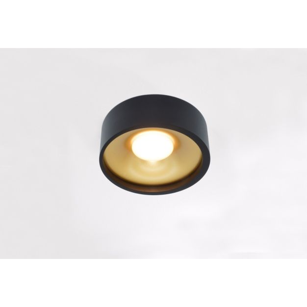 Artdelight Orlando - Deckenleuchte - Ø 14 x 5 cm - 10W dimmbare LED inkl - schwarz und matt gold