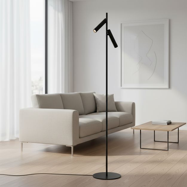 Lucide Philon - Leseleuchte - Ø 23 x 140 cm - 2 x 4,5W dimmbare LED inkl. - schwarz