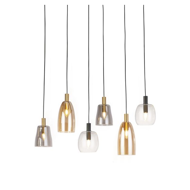 Searchlight Divine - Pendelleuchte - 95 x 140 cm - mattschwarz und farbiges Glas