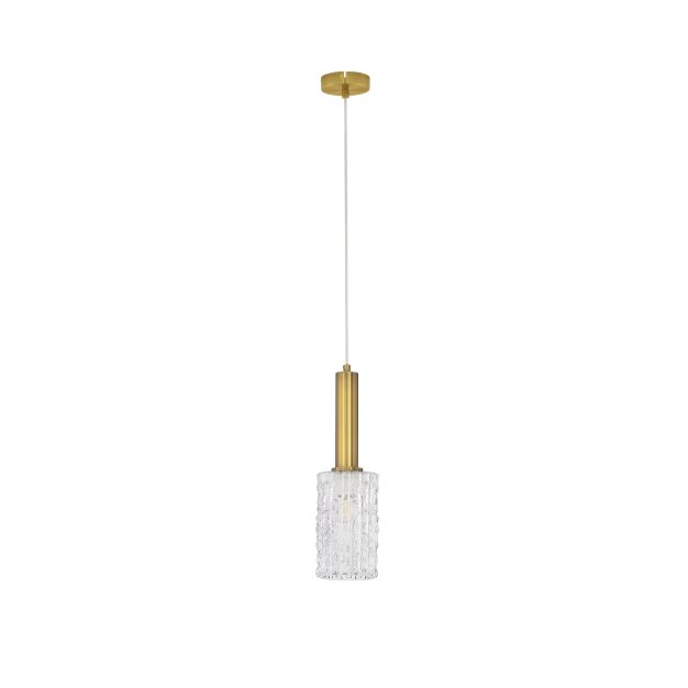 Nova Luce Certa - Hängelampe - Ø 12,5 x 120 cm - klarglas und messinggold
