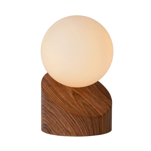 Lucide Len - Tischleuchte - 16 cm - Holz und Opal