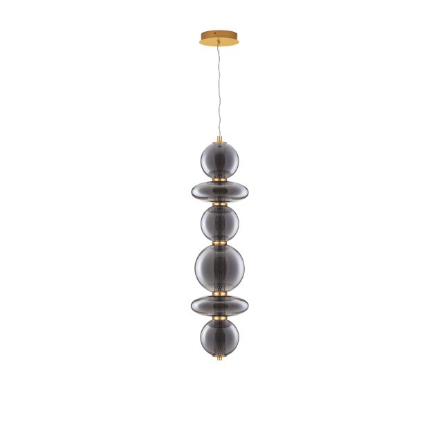 Nova Luce Navi - Hängelampe - 17 x 22 x 200 cm - 27W LED inkl. - Messing gold und rauchgrau